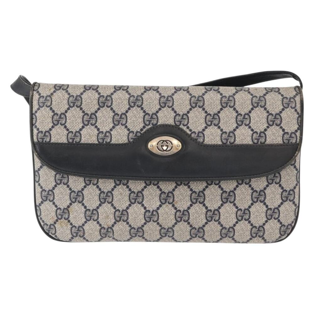 Gucci GG Supreme Shoulder Bag Navy Gold 004 106 Blue